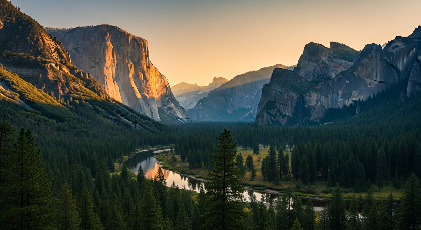 A national park landscape at golden hour